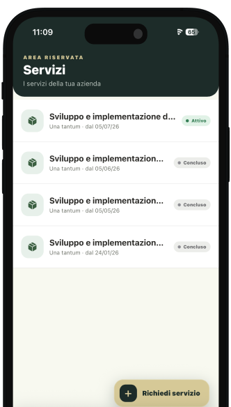 Schermata servizi dell’app Verman