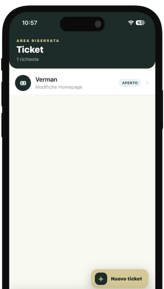 Schermata ticket dell’app Verman